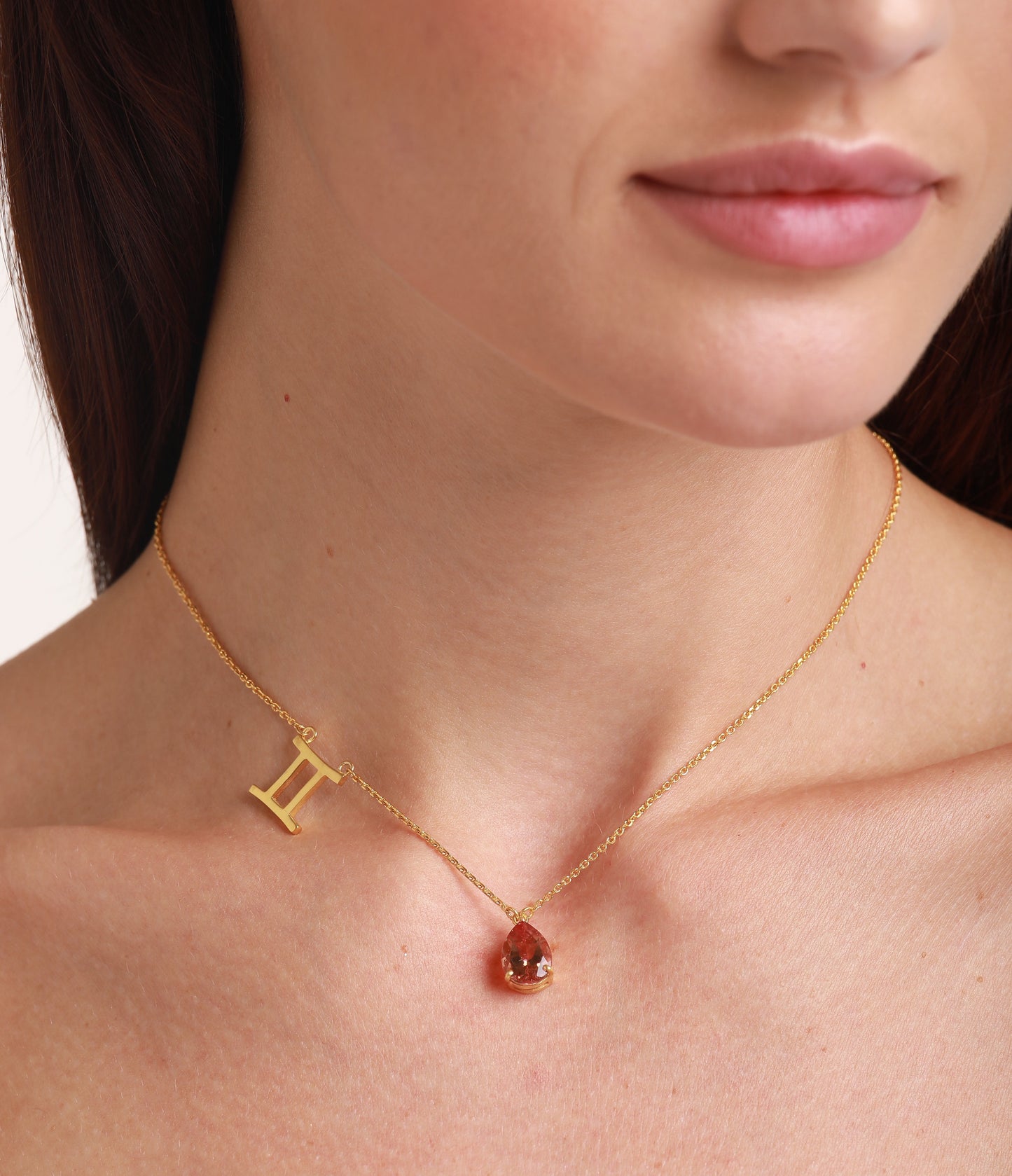 zodiac sign necklace- gemini- gold