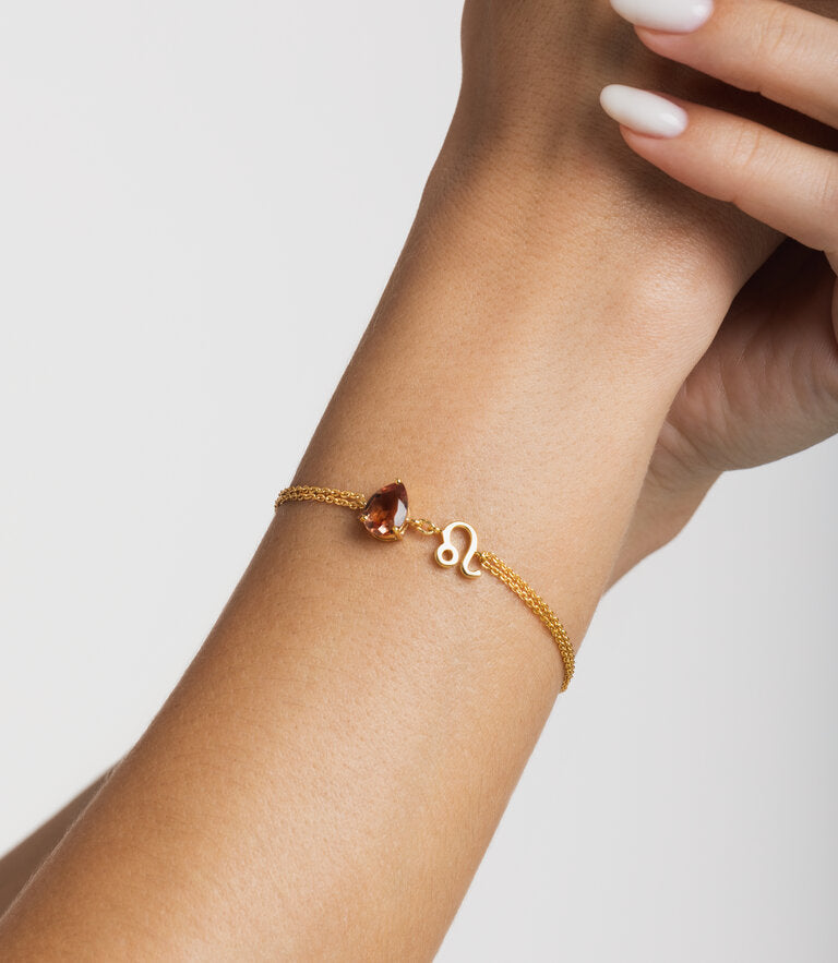 zodiac sign bracelet- leo- gold