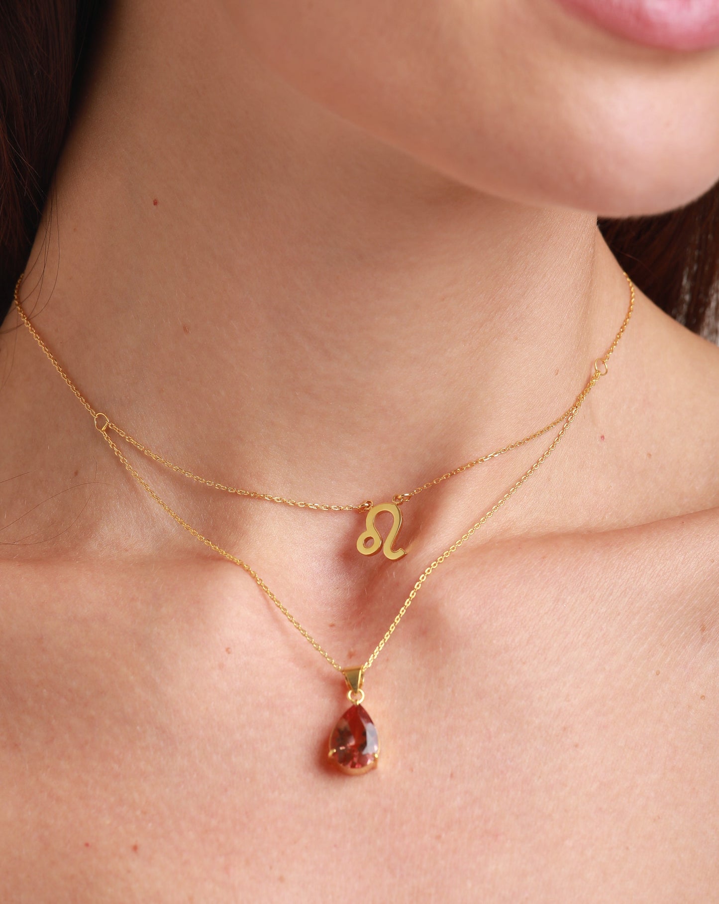 zodiac sign necklace- leo- gold