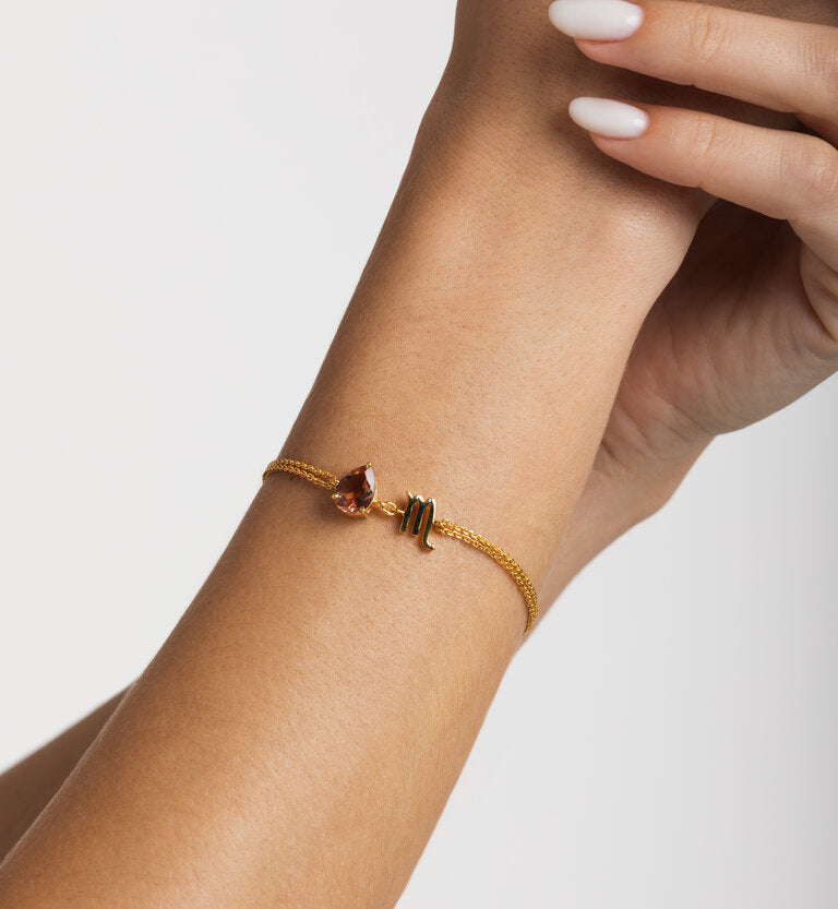 zodiac sign bracelet- scorpio- gold
