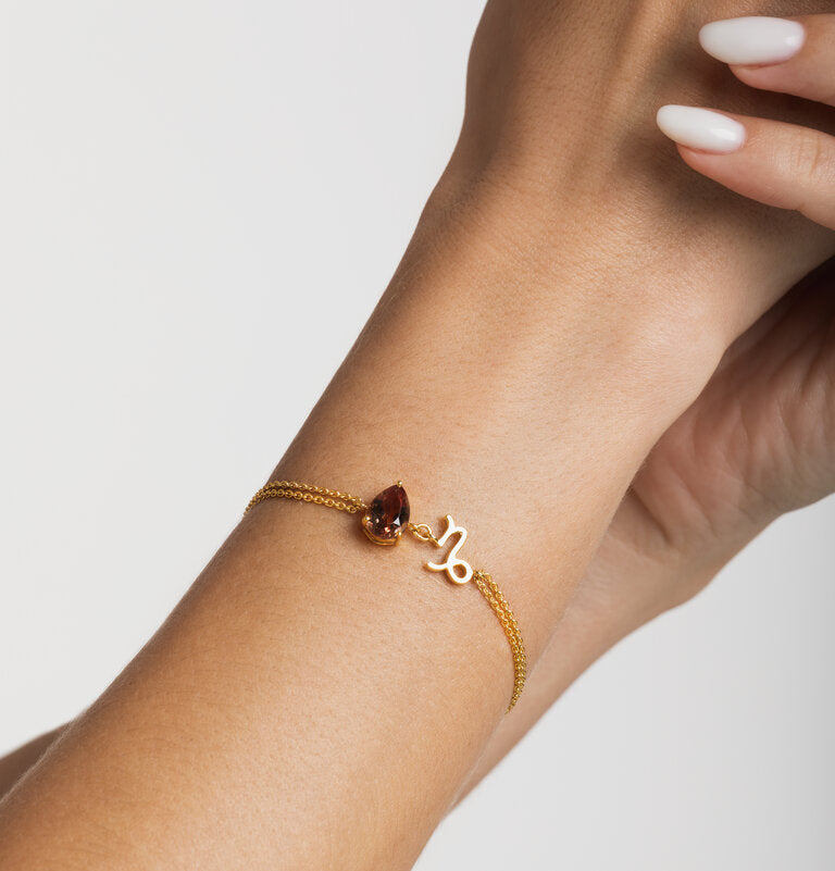 zodiac sign bracelet- capricorn- gold