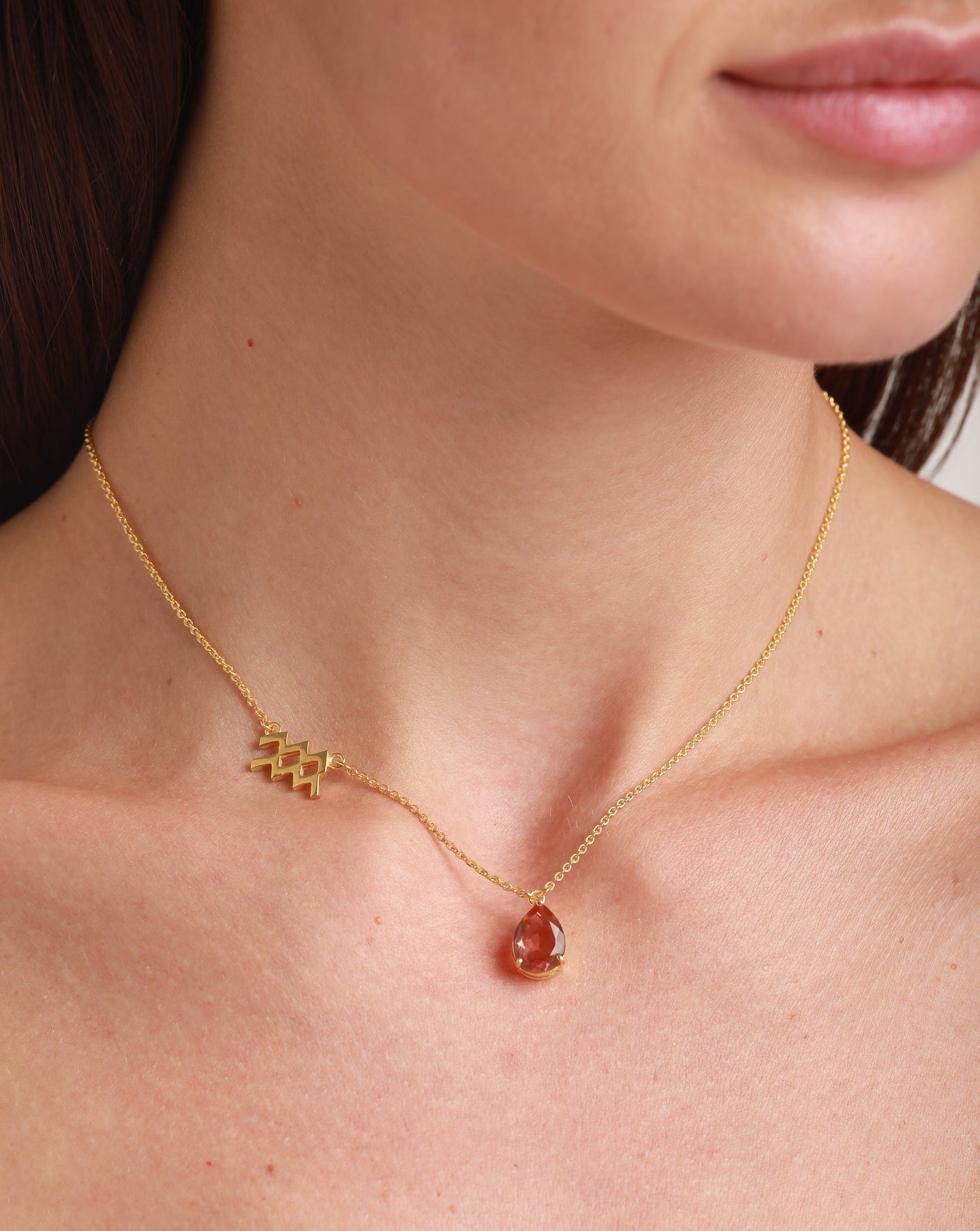 Zodiac sign necklace, aquarius, gold