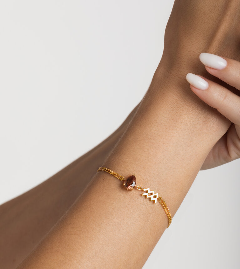zodiac sign bracelet- aquarius- gold