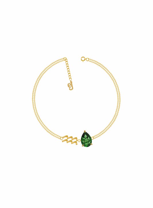 zodiac sign bracelet- aquarius- gold