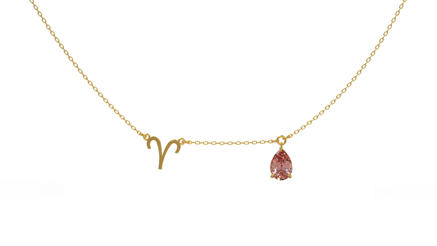 zodiac sign necklace- aries- gold
