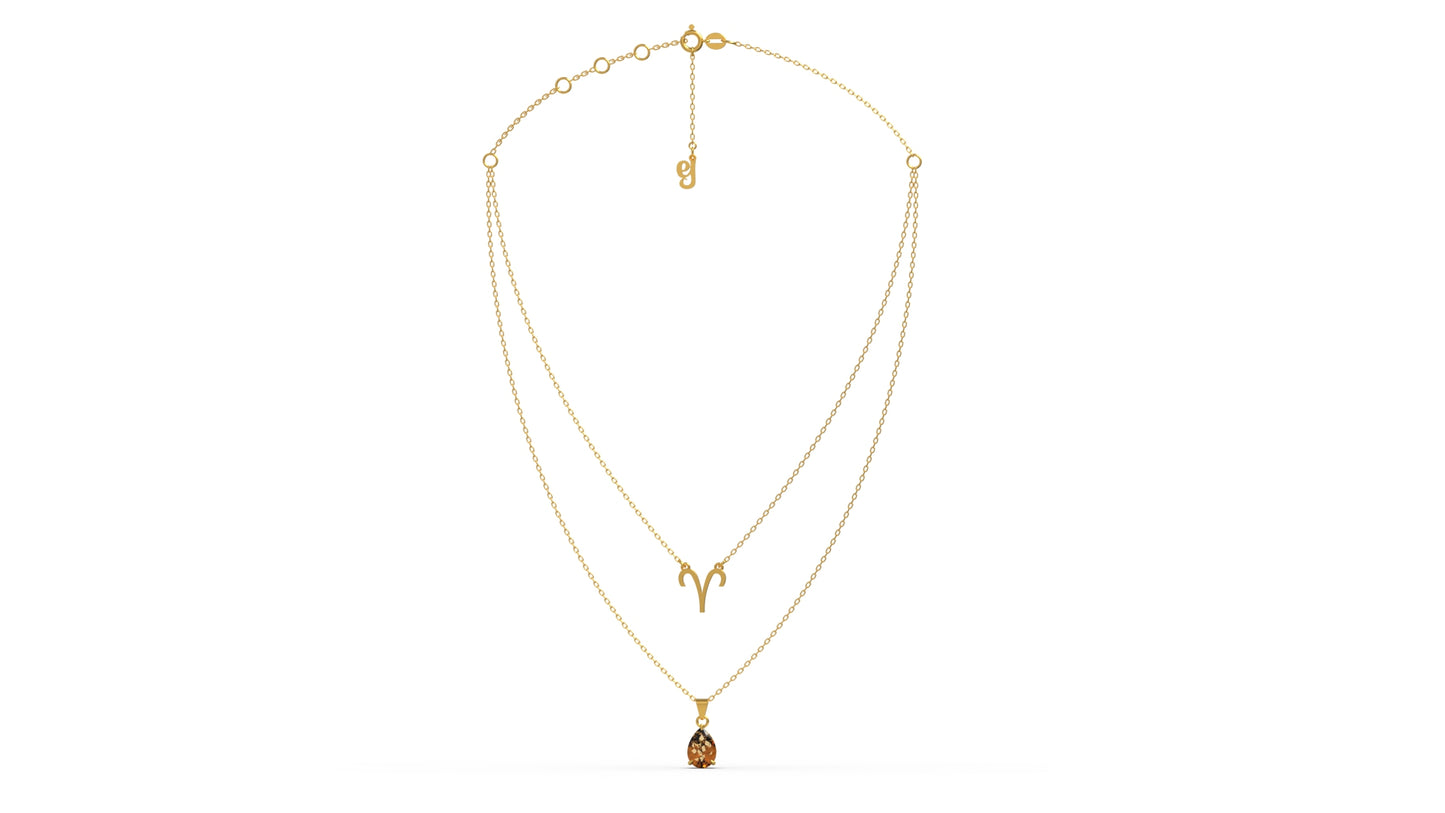zodiac sign necklace- aries- gold
