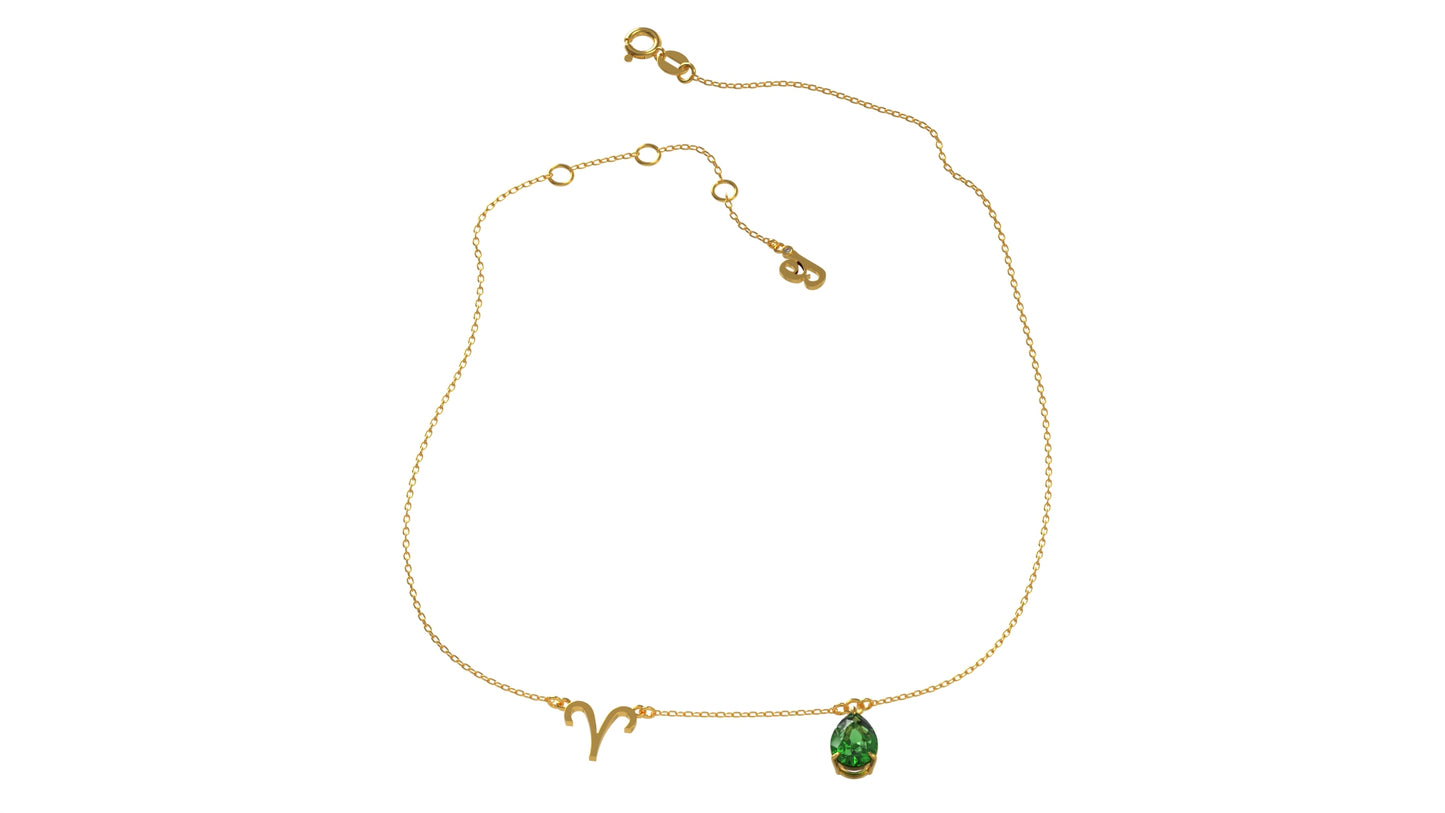 zodiac sign necklace- aries- gold