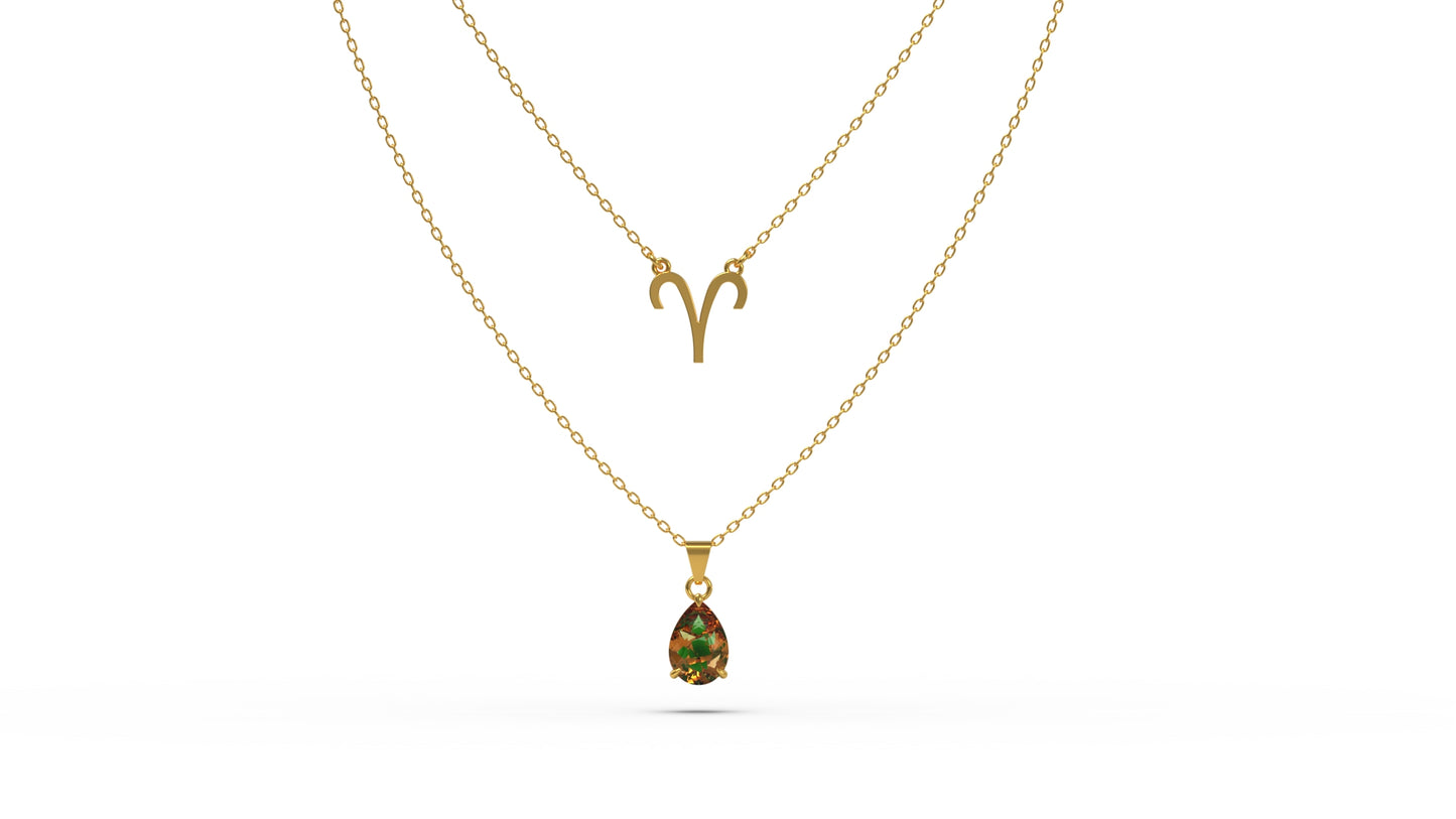 zodiac sign necklace- aries- gold