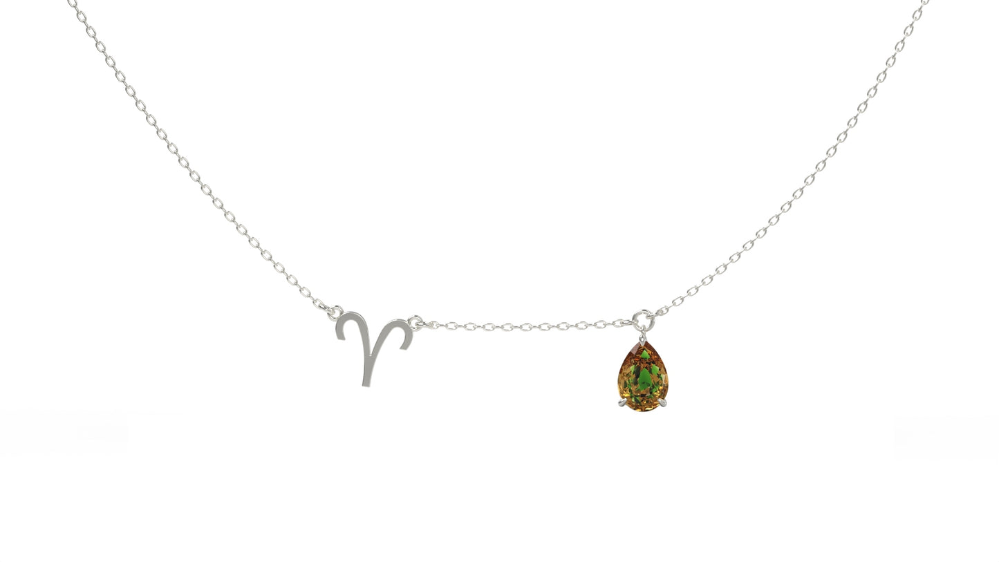 zodiac sign necklace- aries- silver