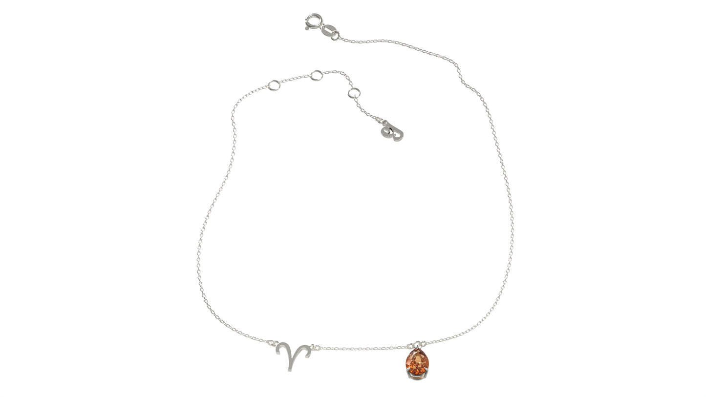 zodiac sign necklace- aries- silver