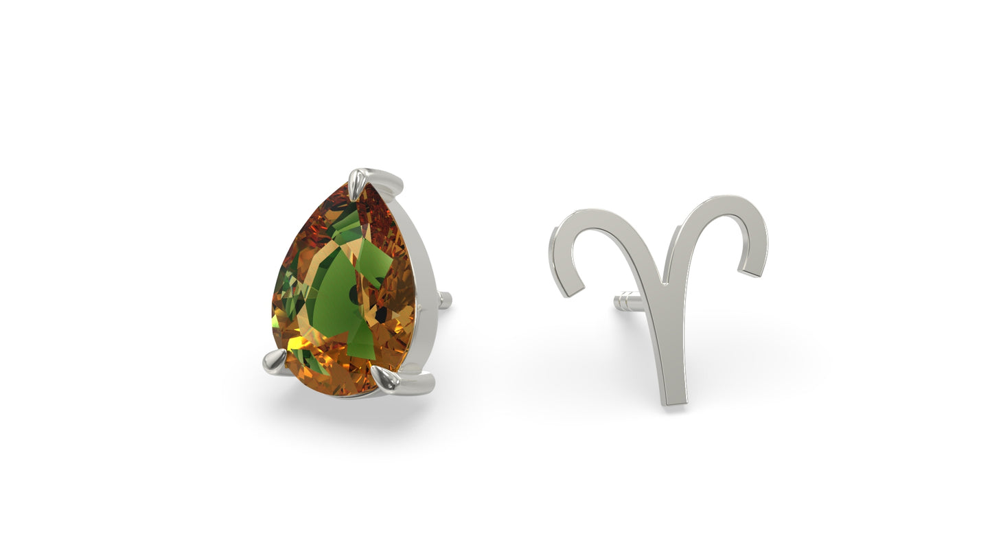 zodiac sign earrings- aries- silver