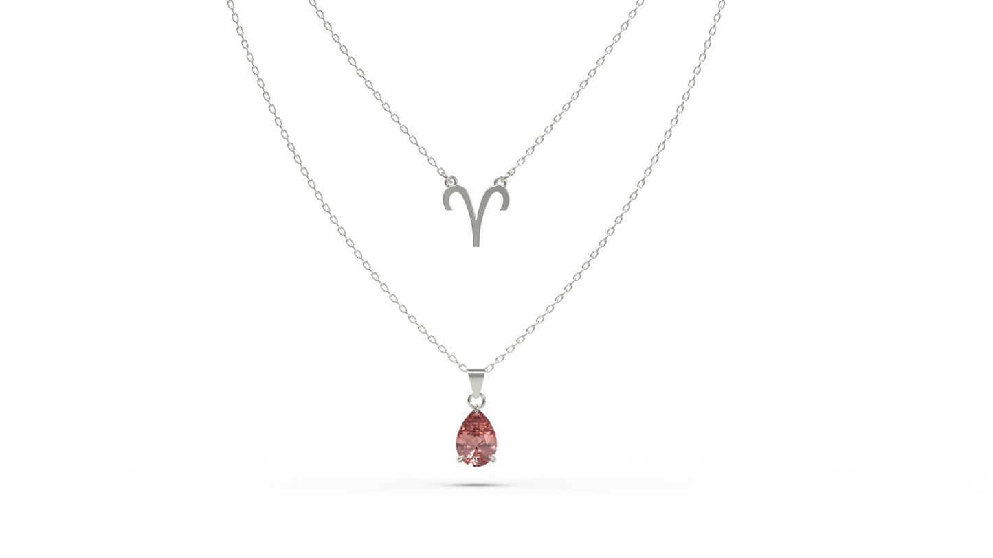 zodiac sign necklace- aries- silver