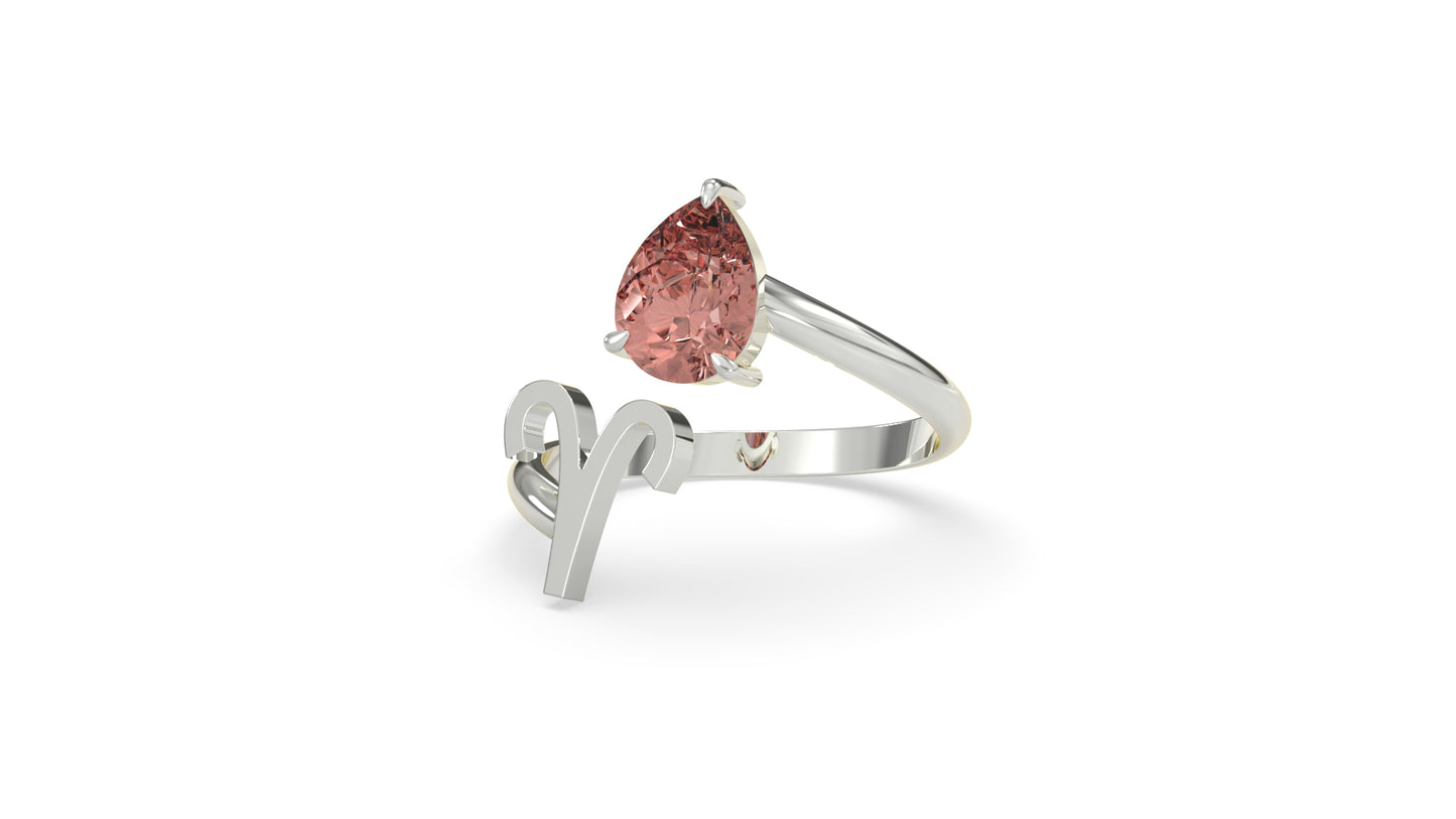 zodiac sign ring- aries- silver