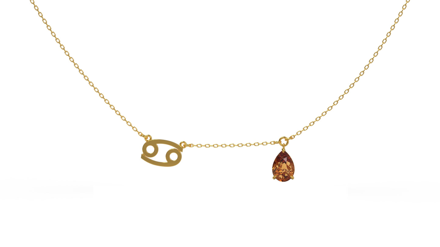 zodiac sign necklace- cancer- gold
