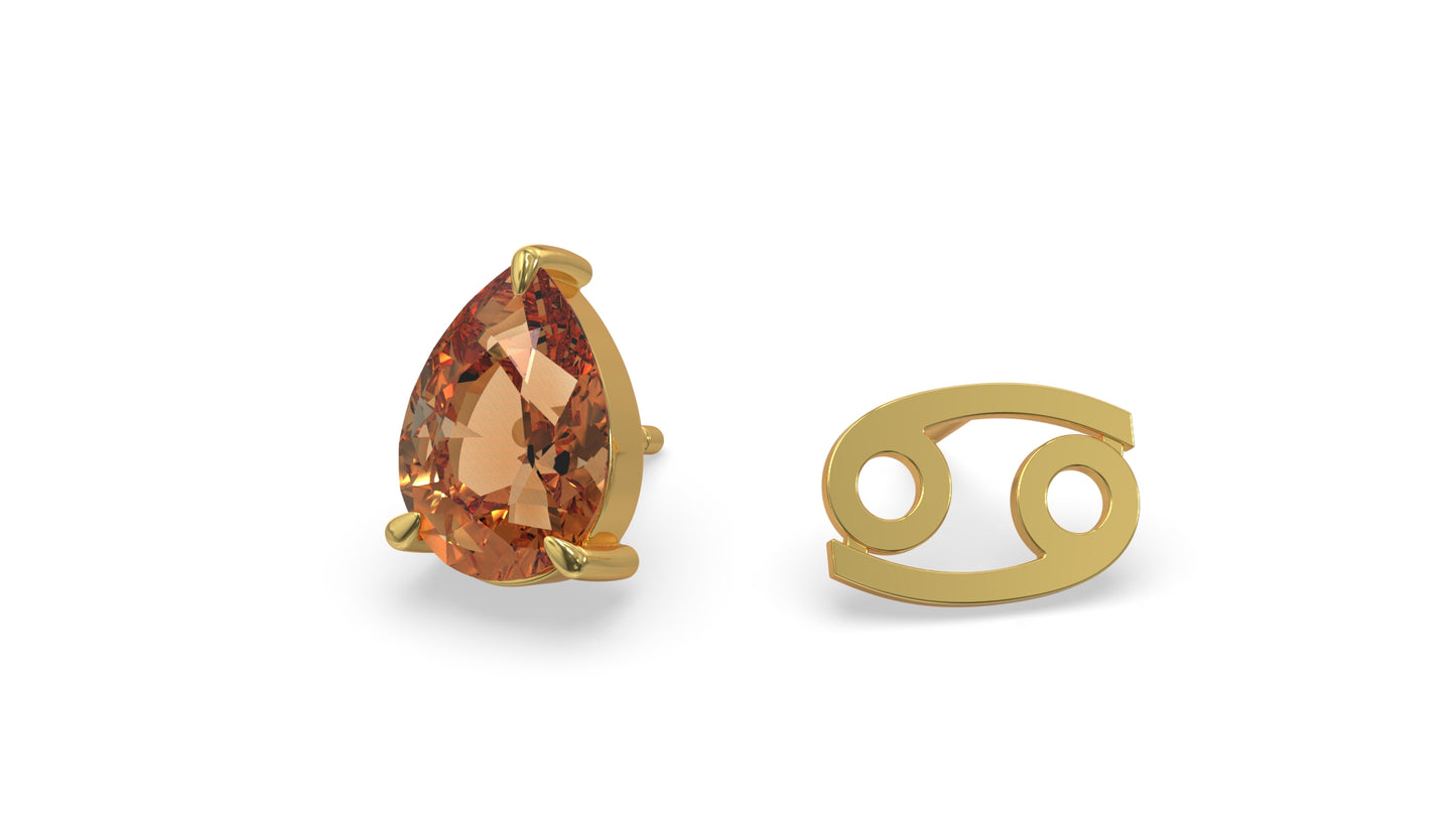 zodiac sign earrings- cancer- gold