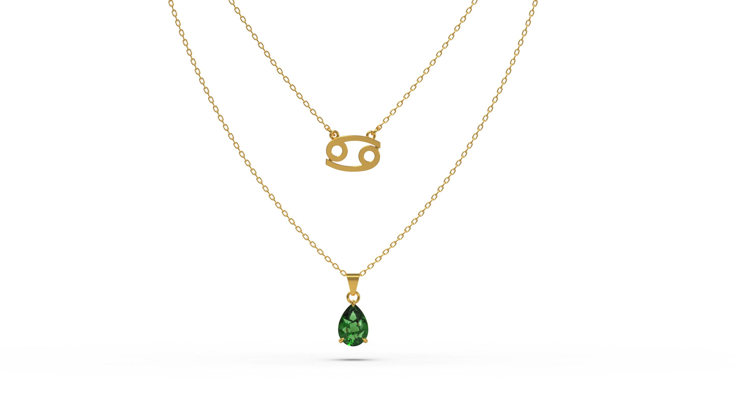 zodiac sign necklace- cancer- gold