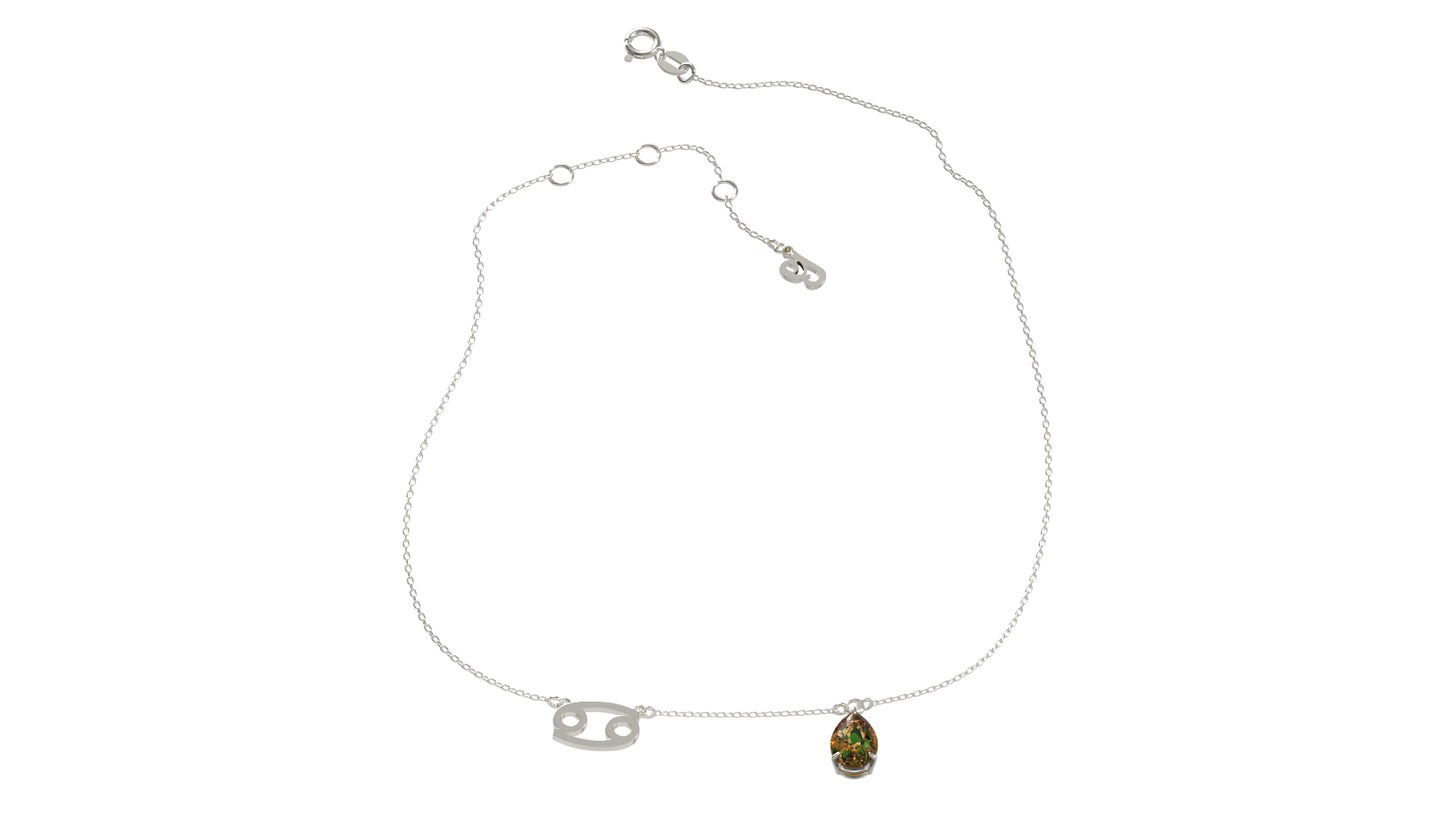 zodiac sign necklace- cancer- silver