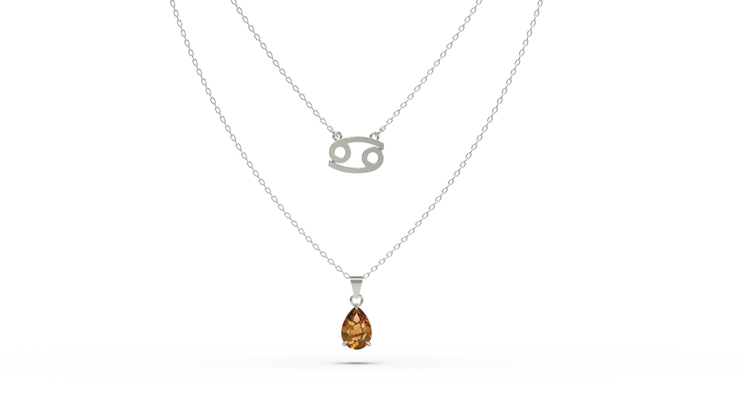zodiac sign necklace- cancer- silver