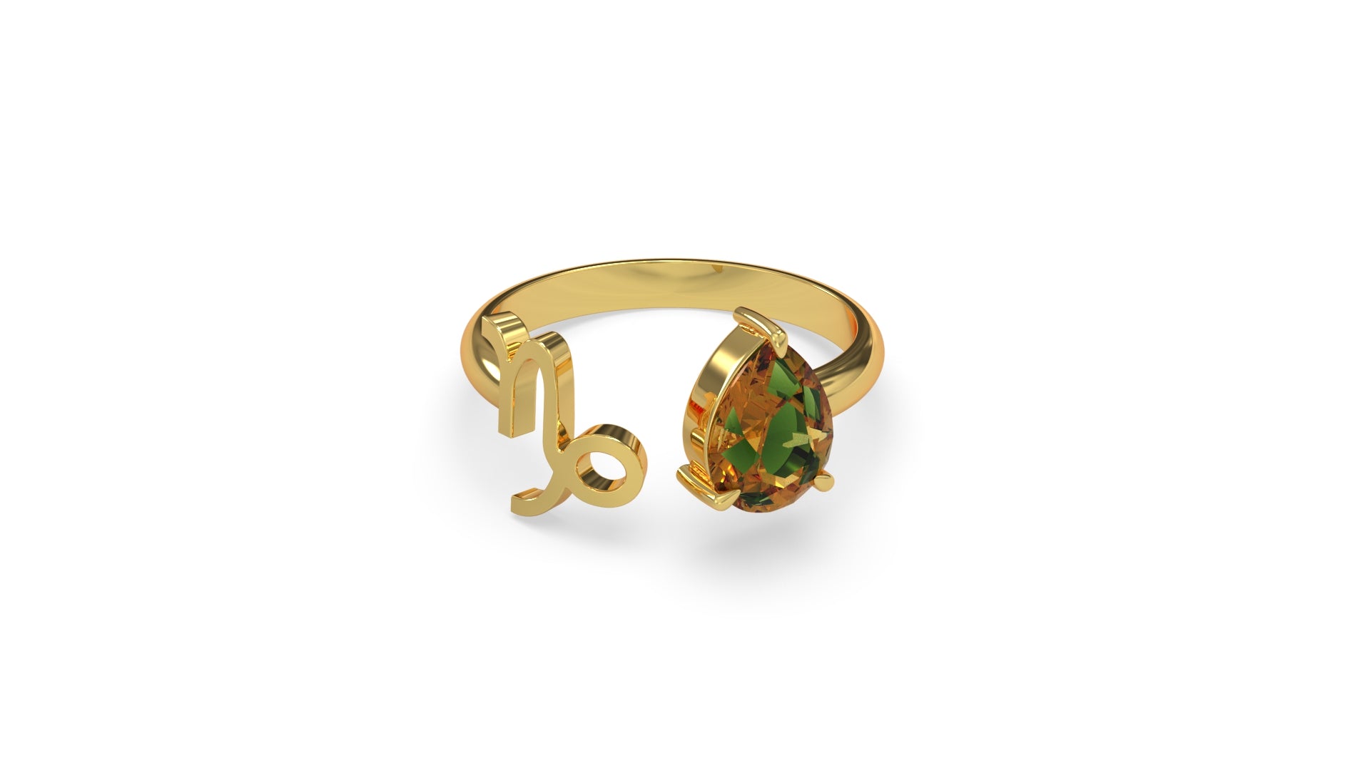 zodiac sign ring- capricorn- gold