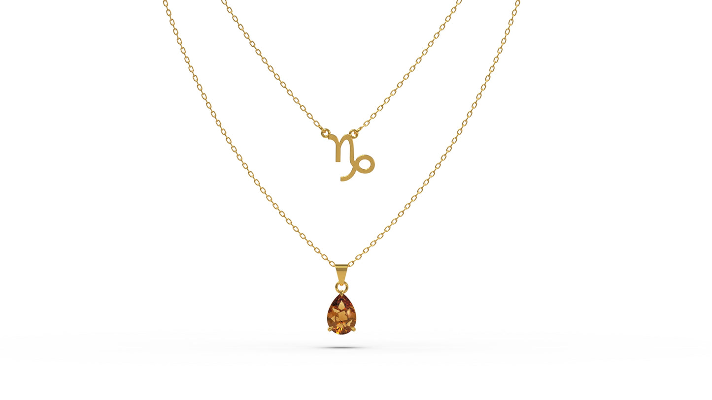 zodiac sign necklace- capricorn- gold