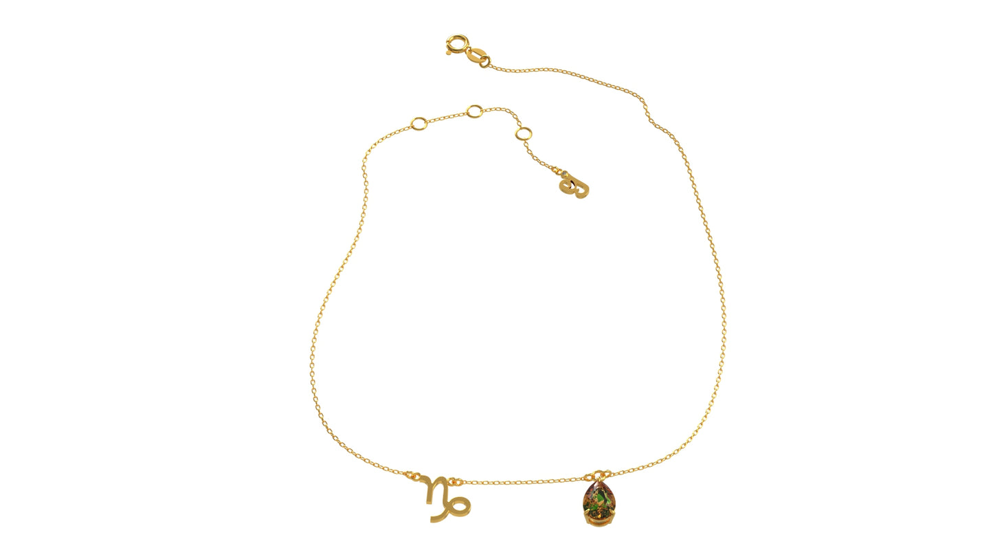 zodiac sign necklace- capricorn- gold
