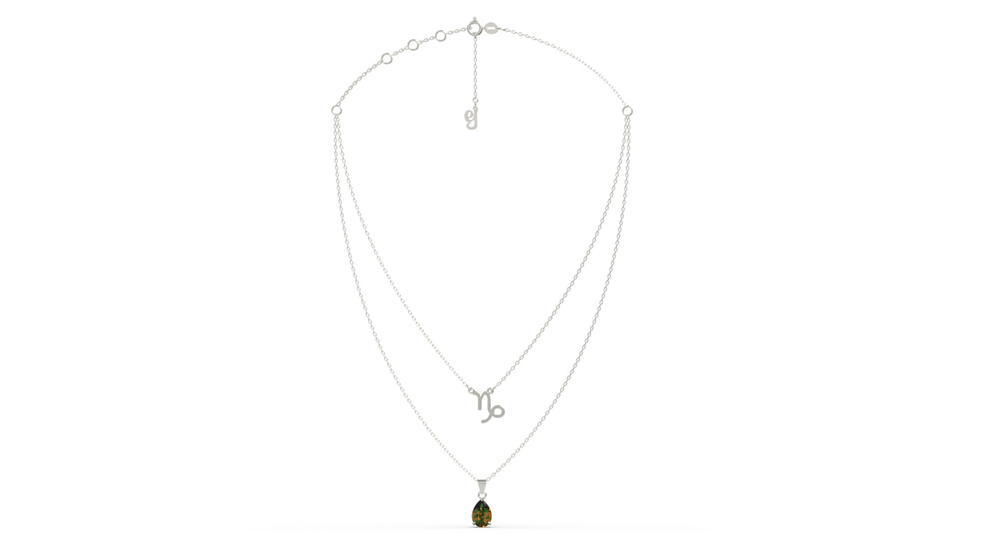 zodiac sign necklace- capricorn- silver
