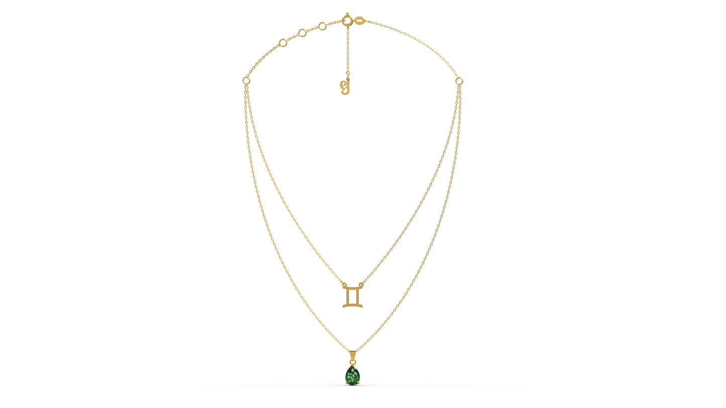 zodiac sign necklace- gemini- gold