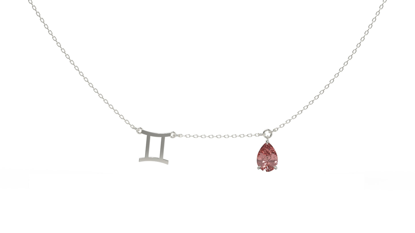 zodiac sign necklace- gemini- silver