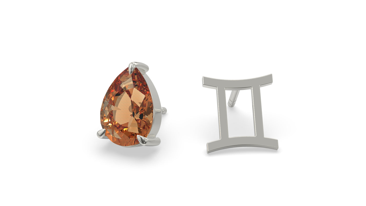zodiac sign earrings- gemini- silver