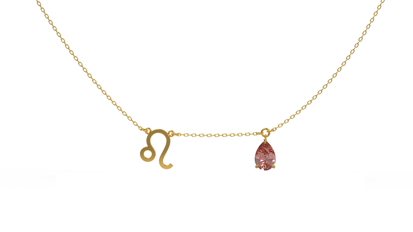 zodiac sign necklace- leo- gold
