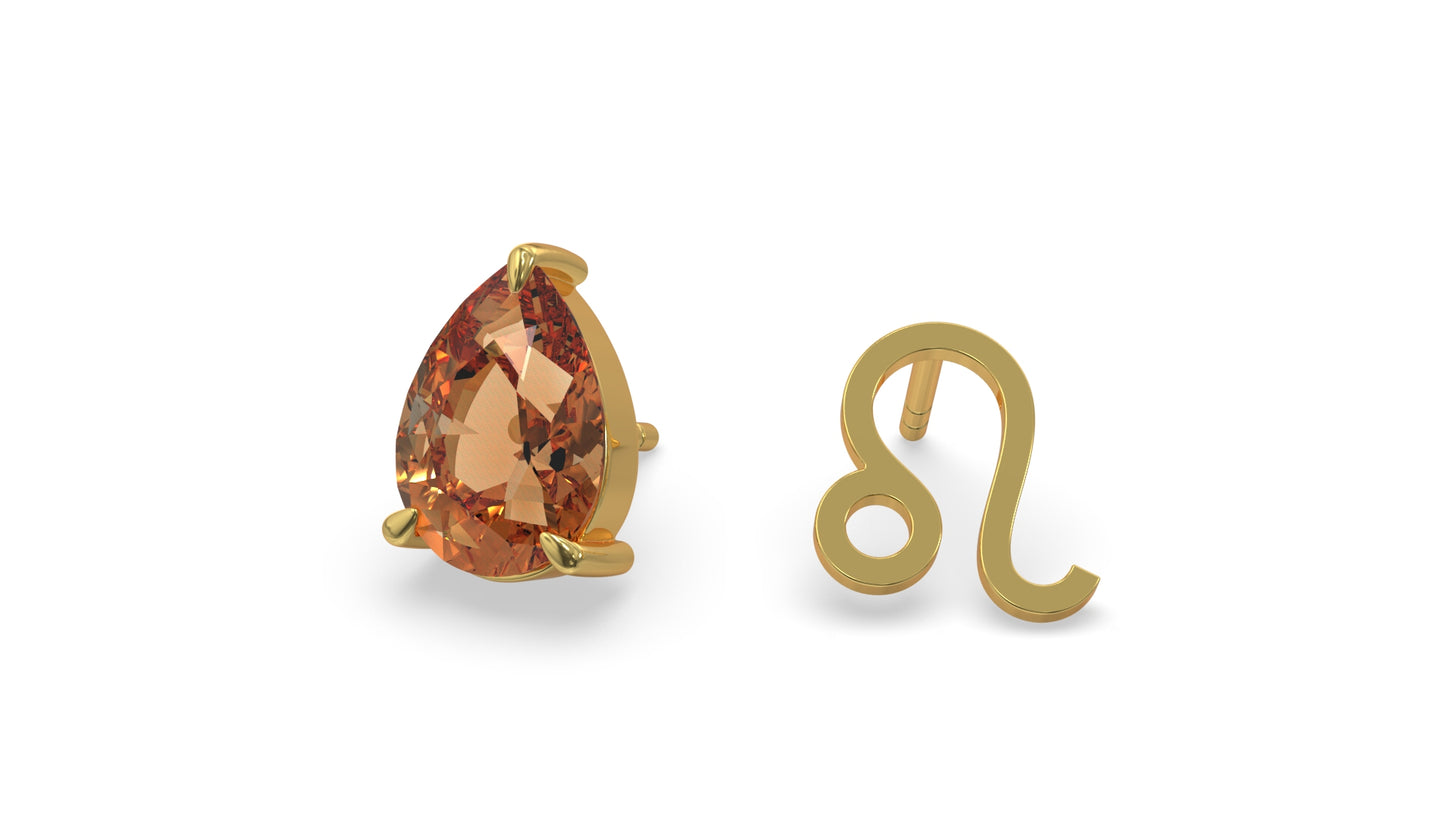 zodiac sign earrings- leo- gold