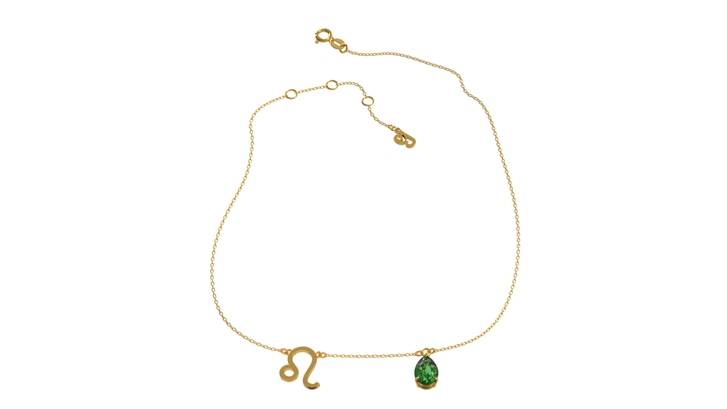 zodiac sign necklace- leo- gold