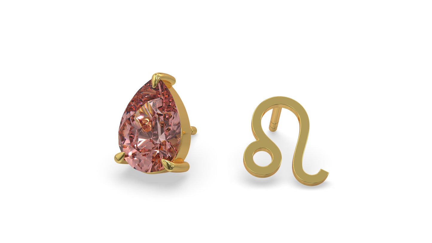 zodiac sign earrings- leo- gold