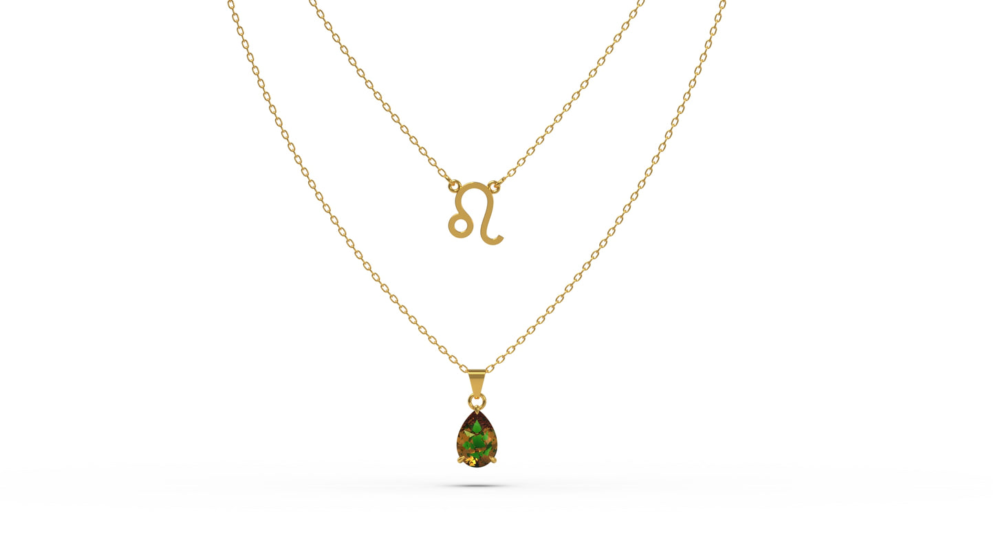 zodiac sign necklace- leo- gold