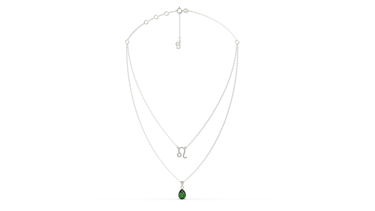 zodiac sign necklace- leo- silver