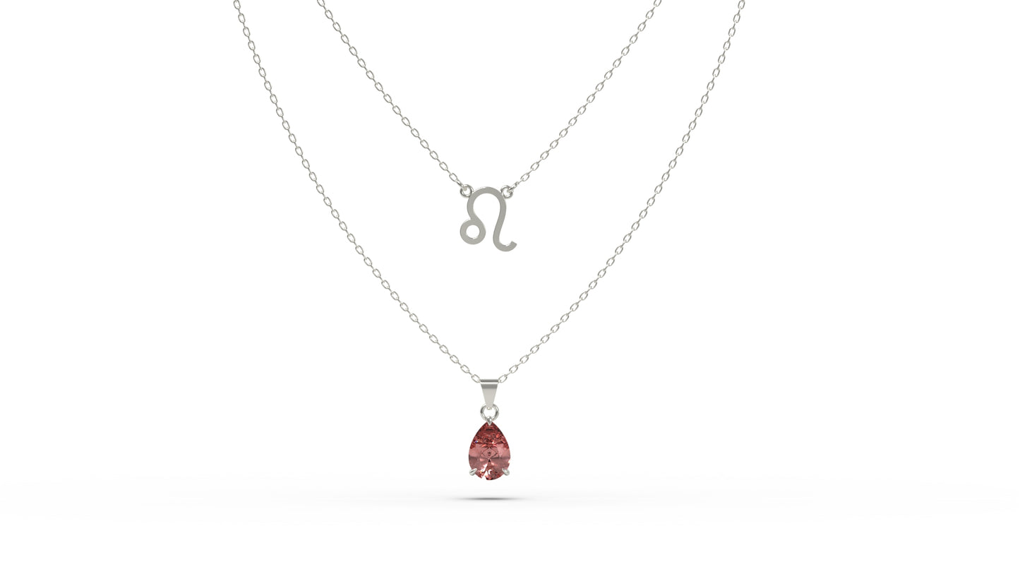zodiac sign necklace- leo- silver