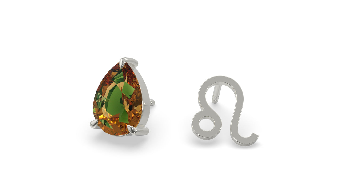zodiac sign earrings- leo- silver
