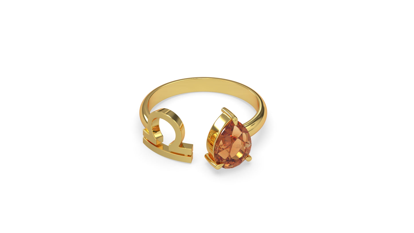 zodiac sign ring- libra- gold