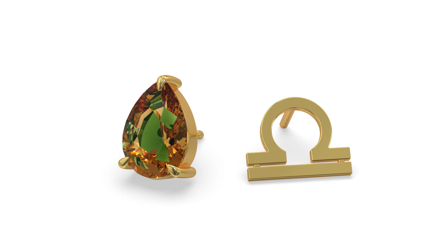 zodiac sign earrings- libra- gold