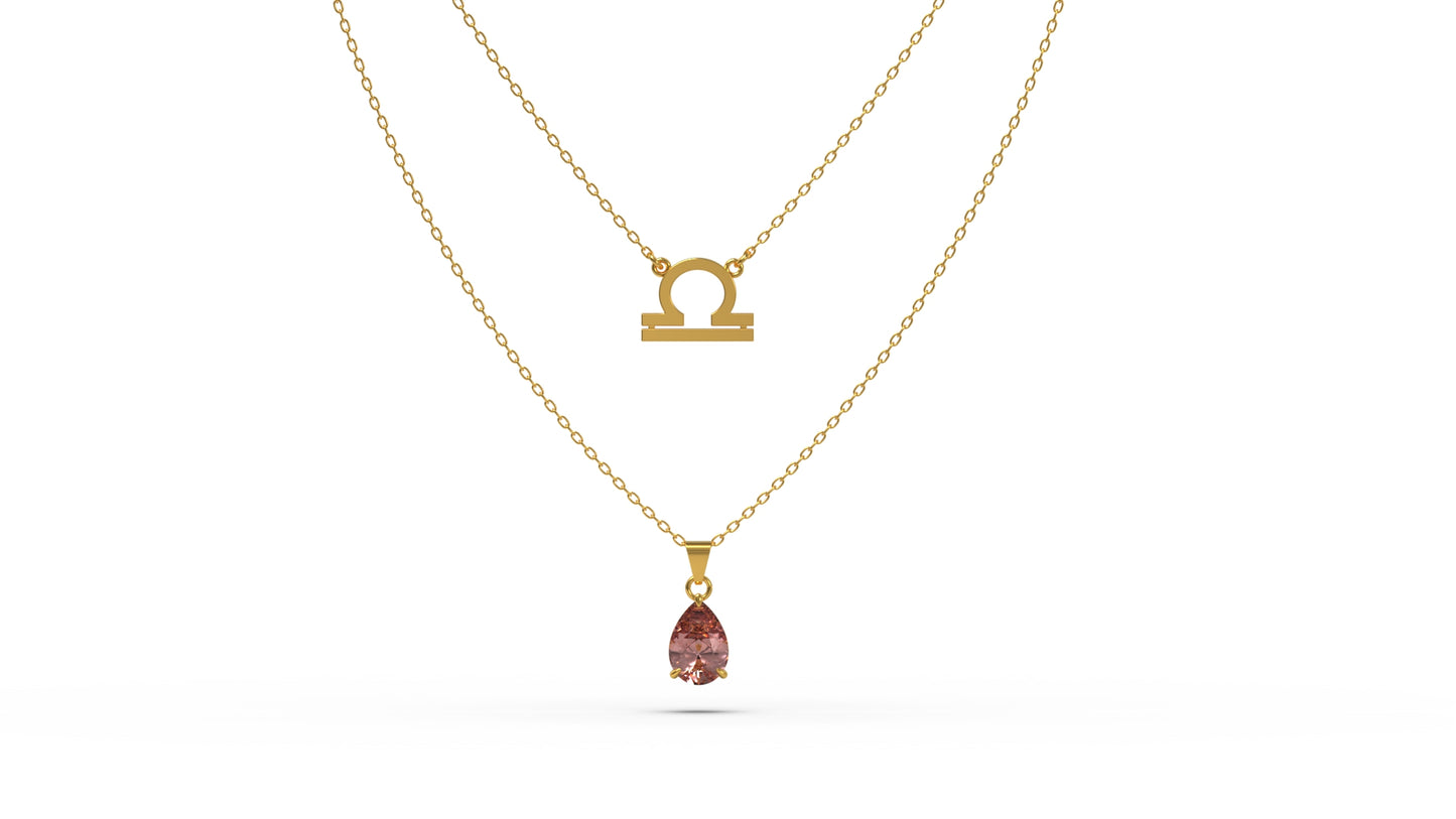 zodiac sign necklace- libra- gold