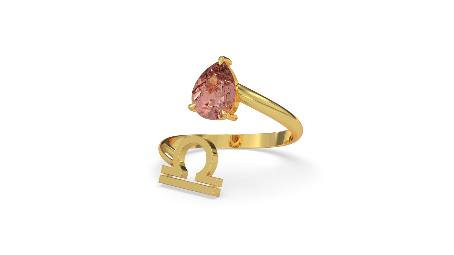 zodiac sign ring- libra- gold
