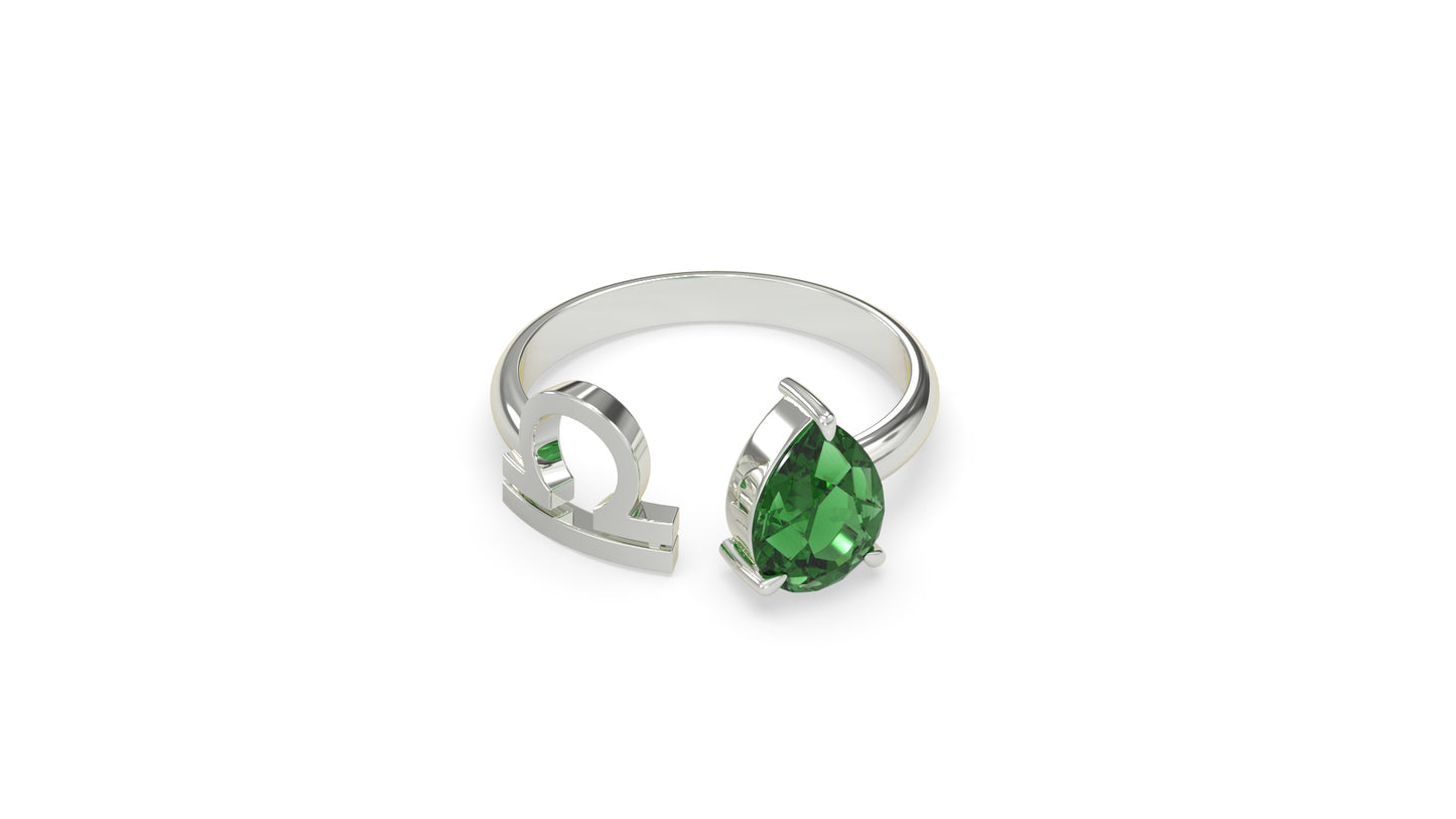 zodiac sign ring- libra- silver