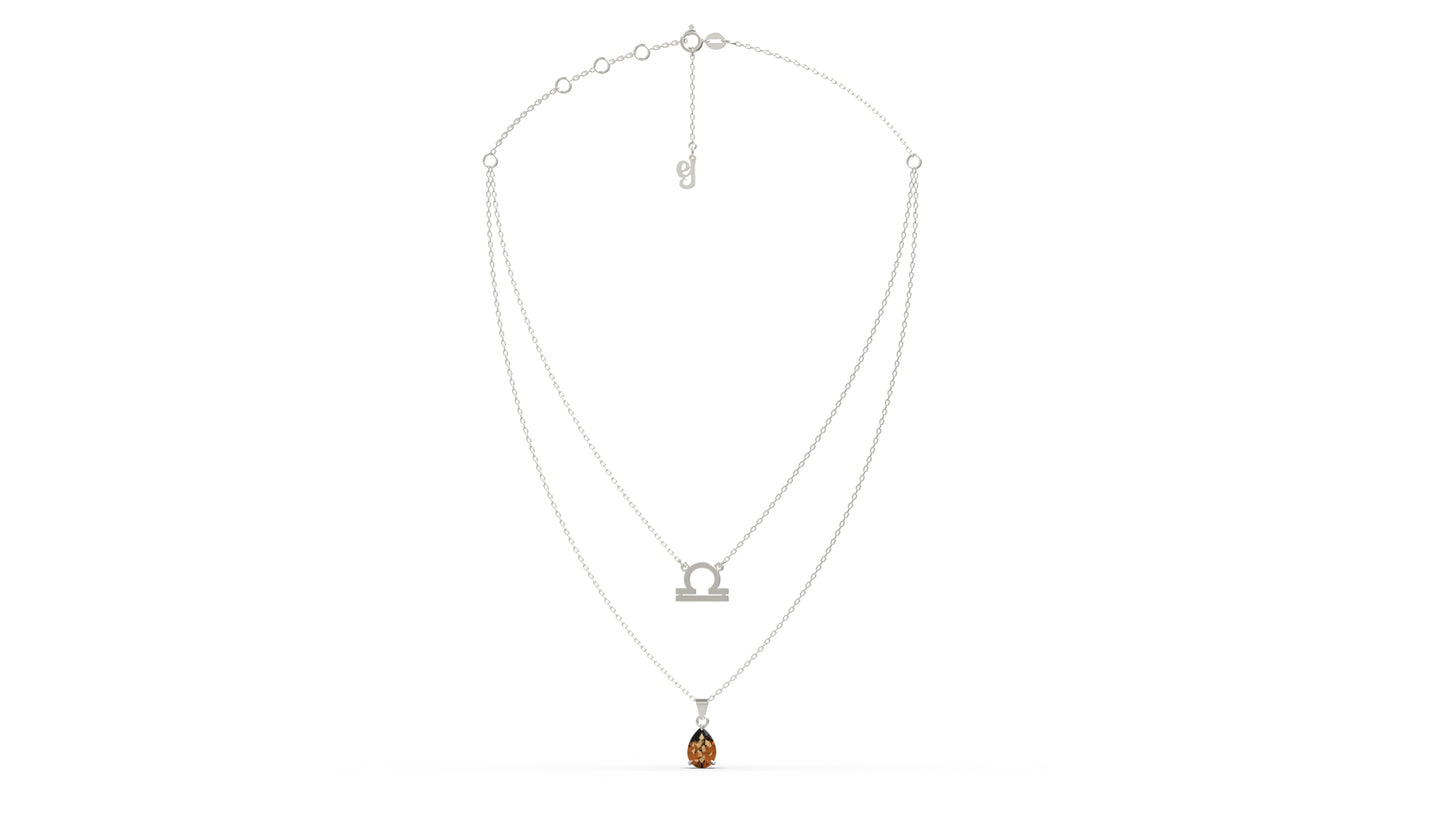 zodiac sign necklace- libra- silver