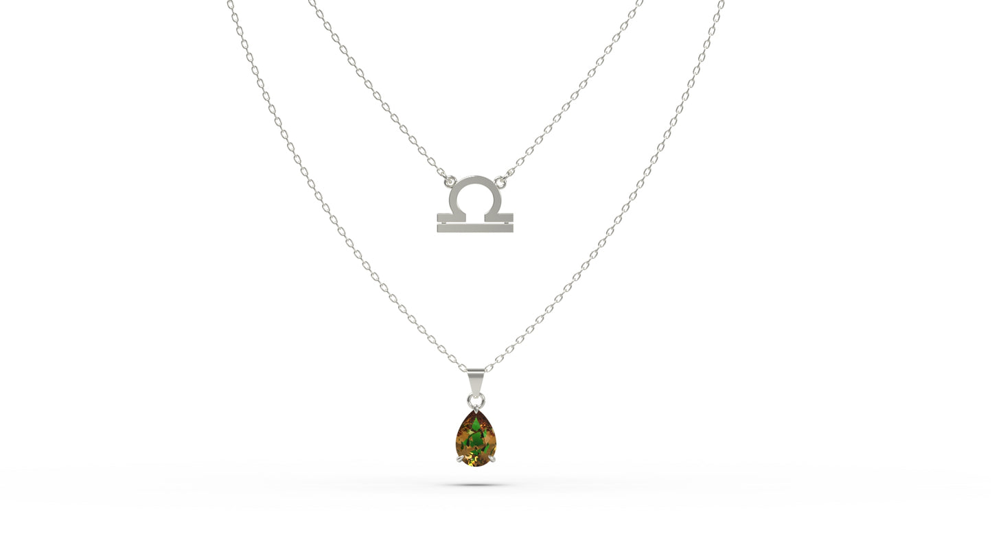 zodiac sign necklace- libra- silver