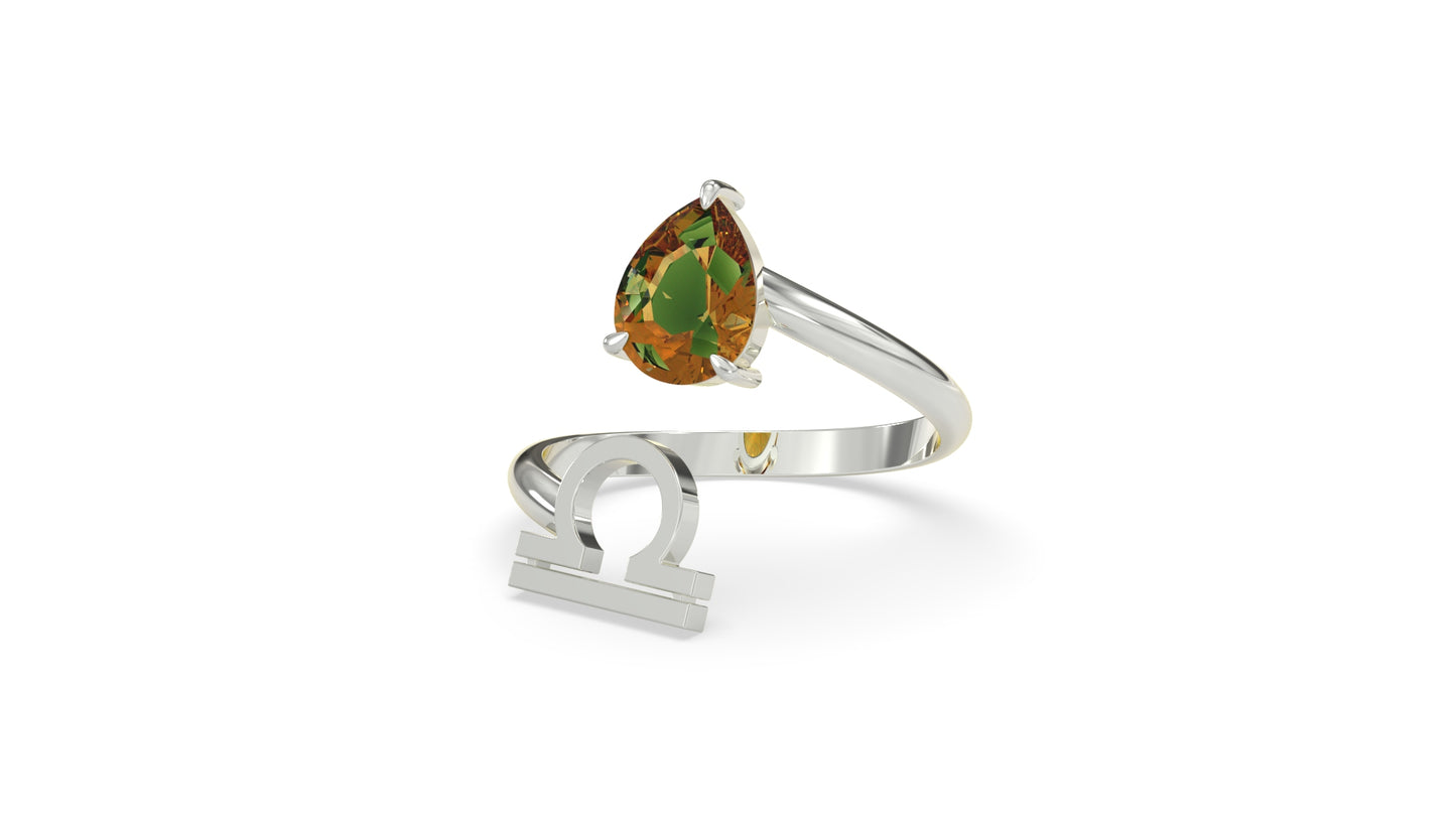 zodiac sign ring- libra- silver