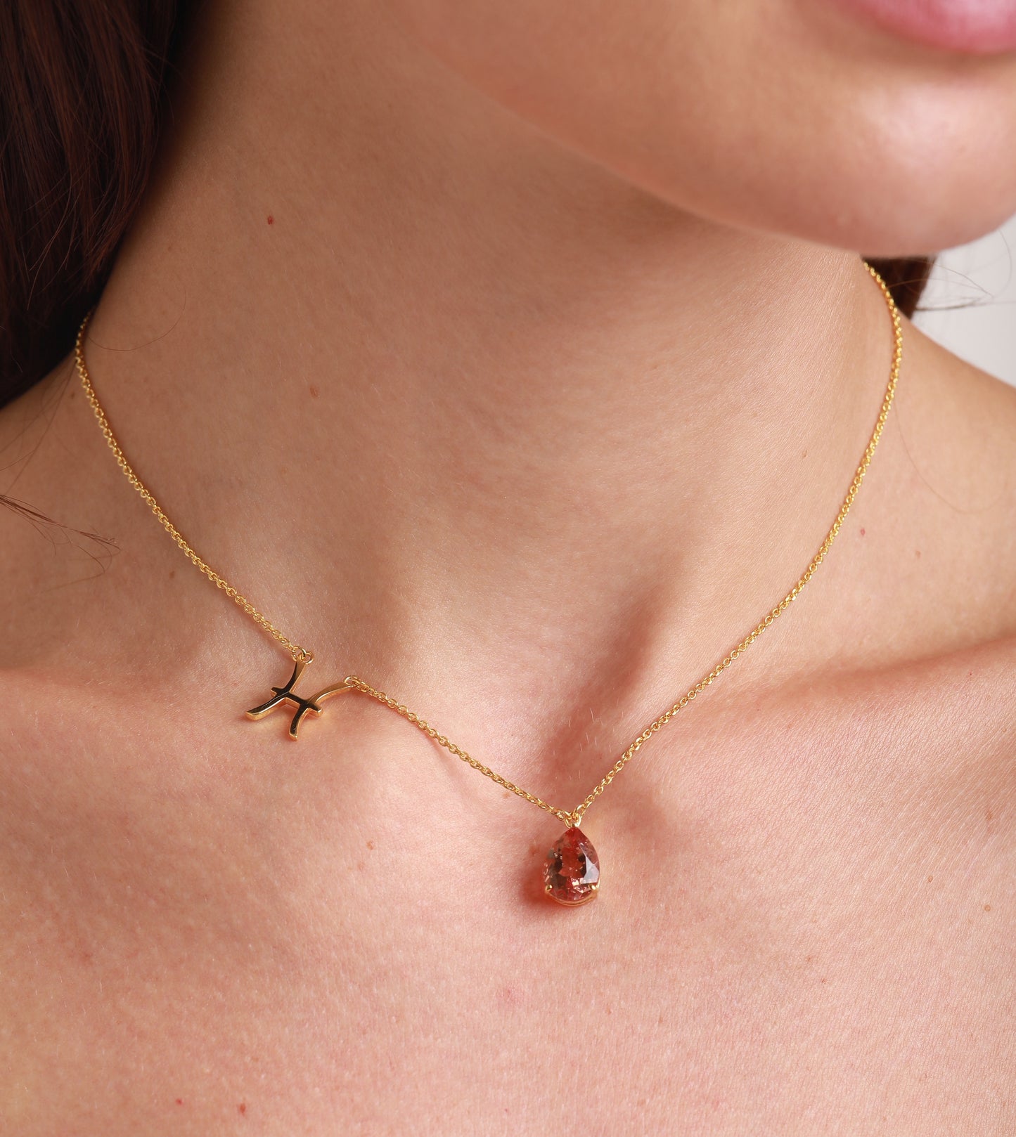 zodiac sign necklace- pisces- gold