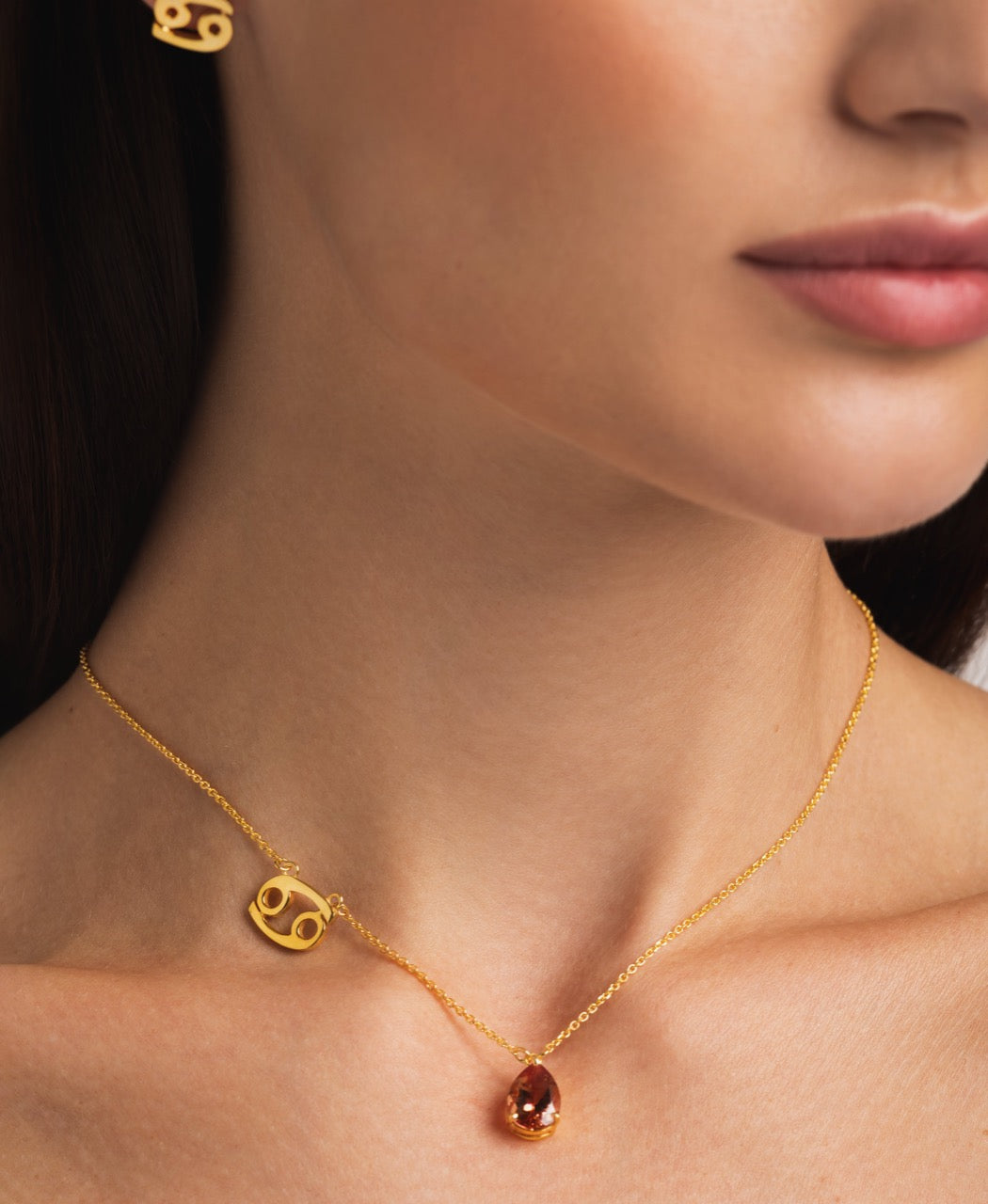 zodiac sign necklace- cancer- gold