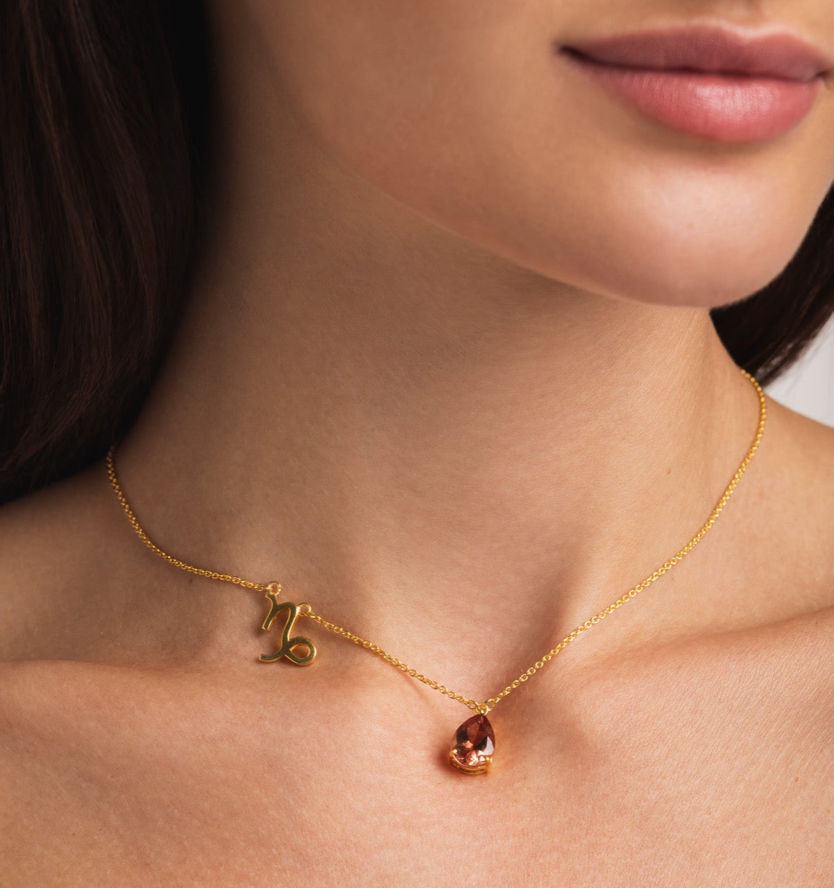 zodiac sign necklace- capricorn- gold