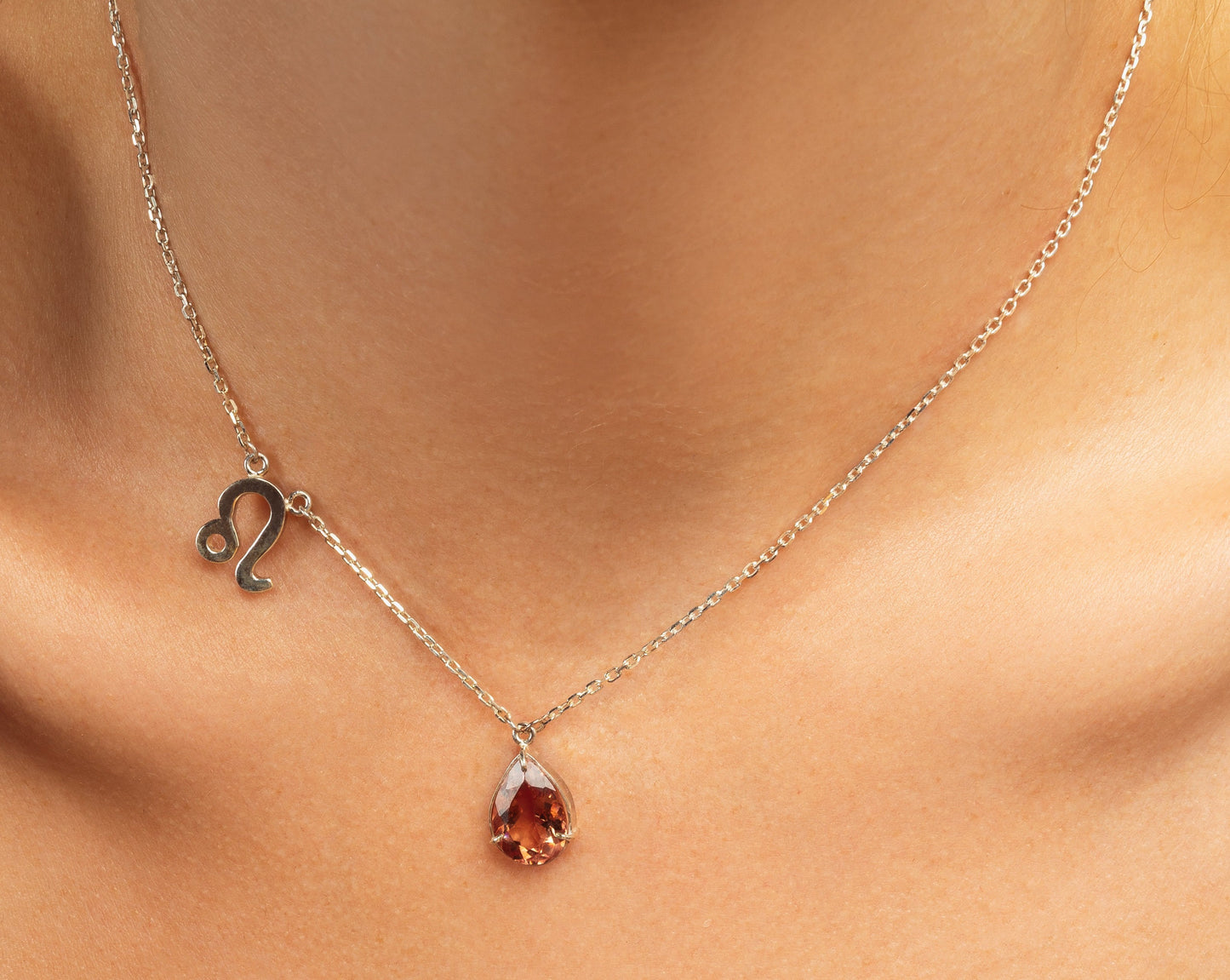 zodiac sign necklace- leo- silver