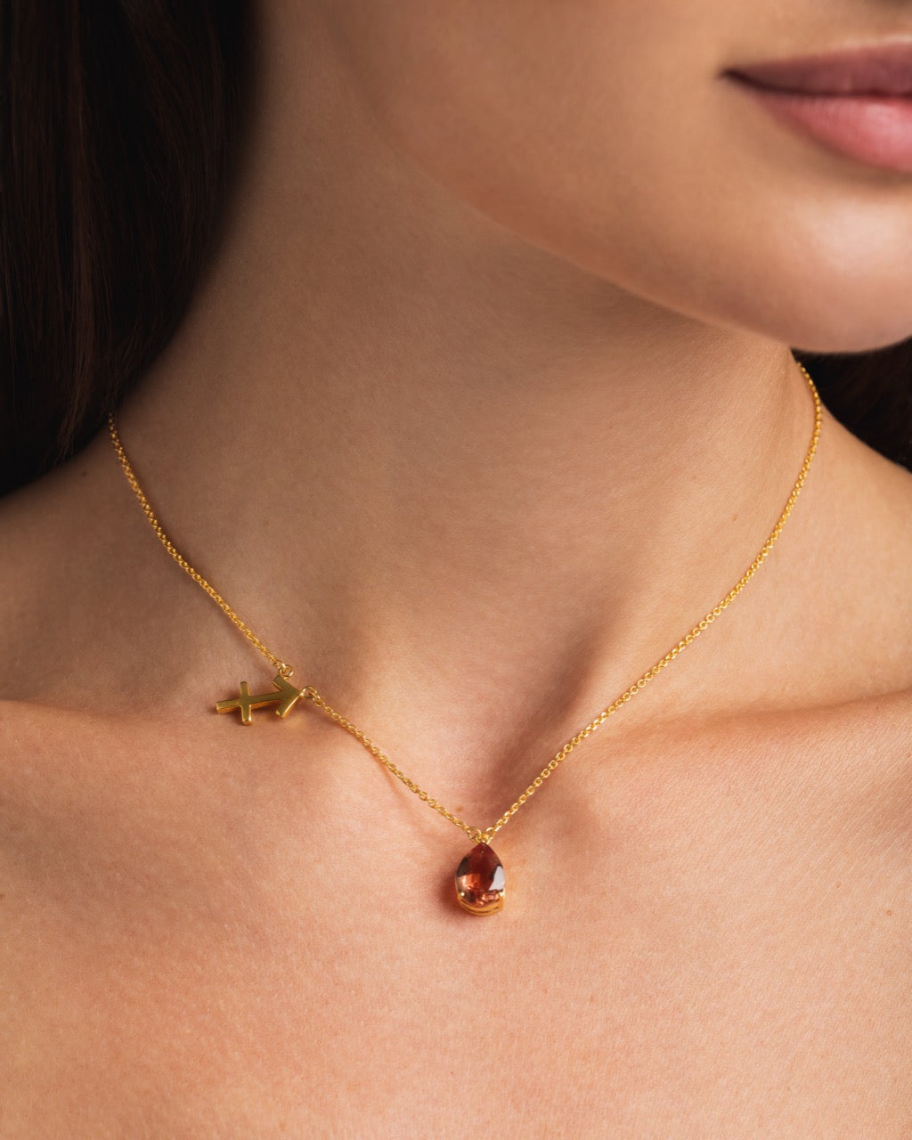 zodiac sign necklace- sagittarius- gold